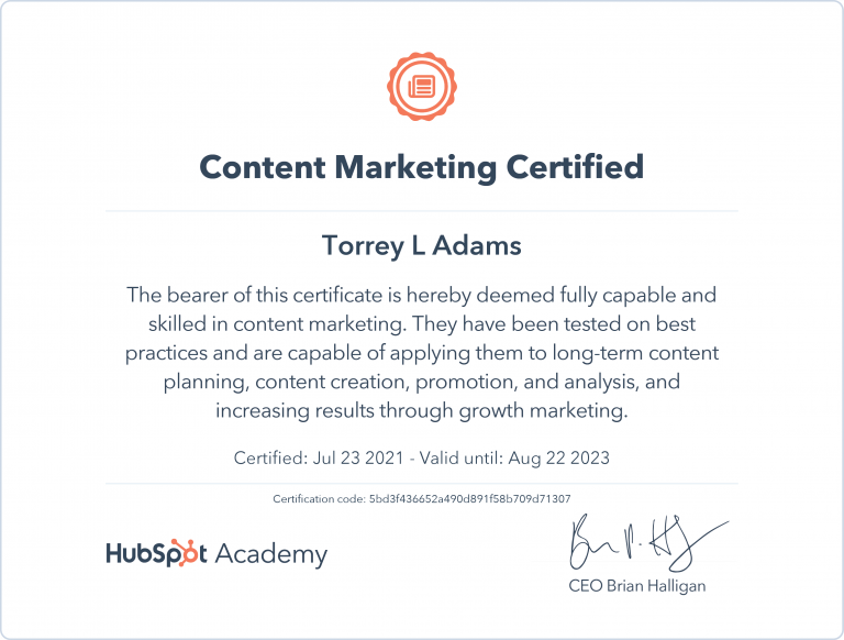 Content Marketing Certificate