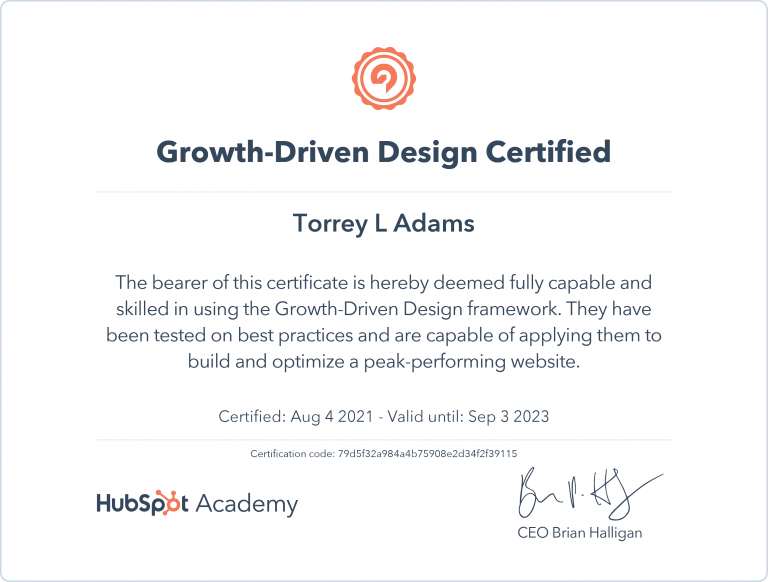 Growth Design Certificate