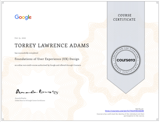 Google UX Design I Certificate - Course 1
