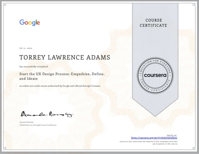 Google UX Design I Certificate - Course 2